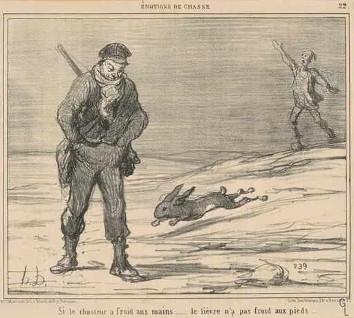 Si le chasseur a froiD ... le lièvre n'a pas froid ..., by Honoré Daumier