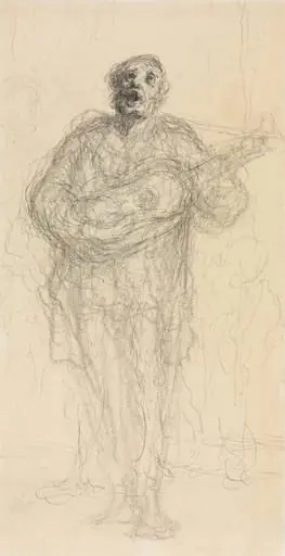 Singing Guitarist (recto), by Honoré Daumier