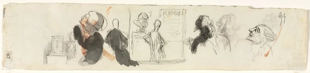 Sketches of Various Figures (verso), by Honoré Daumier, 1862