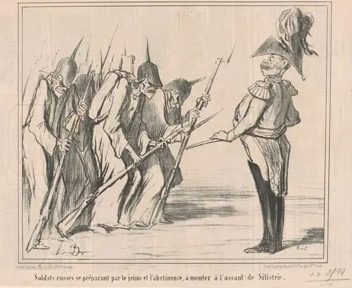 Soldats russes se préparant par le jeune ..., by Honoré Daumier