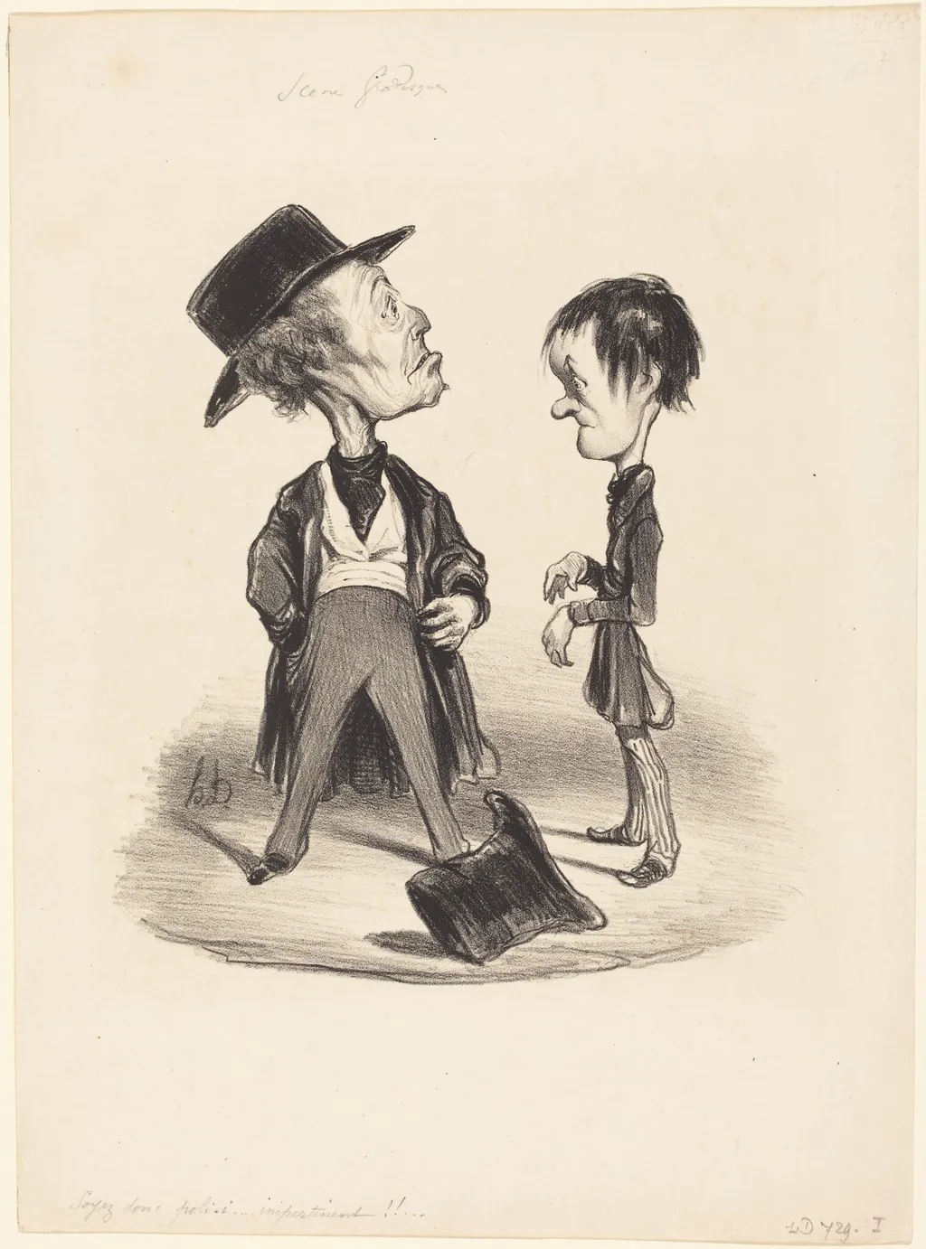 Soyez donc poli... i..., by Honoré Daumier, ink, 1839