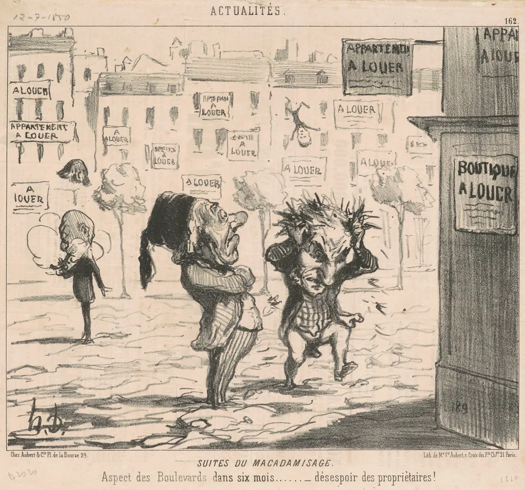 Suites du macadamisage, by Honoré Daumier, ink, 1850
