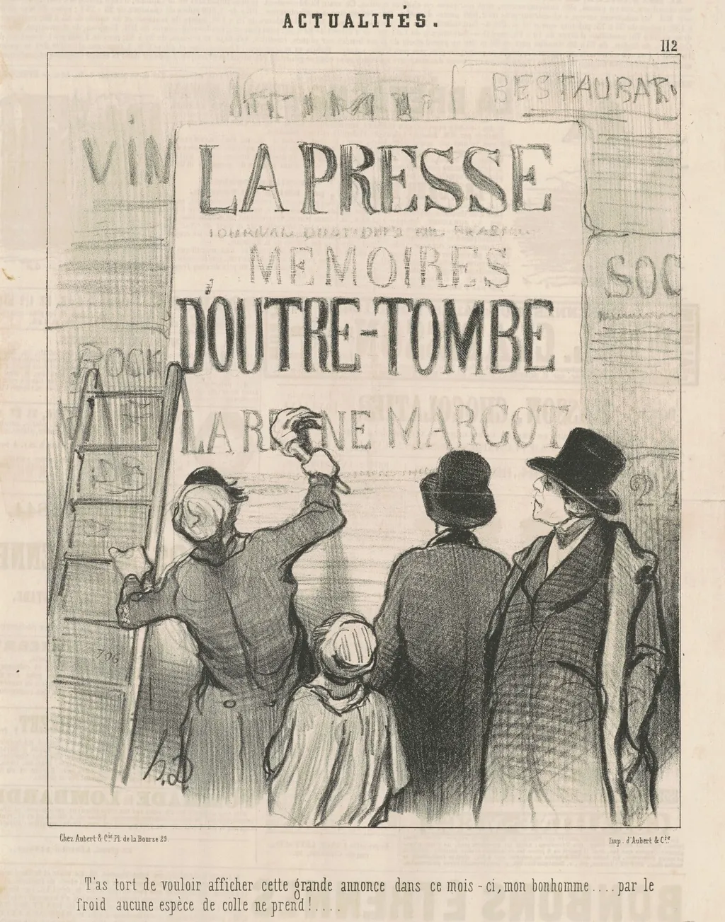 T'as tort de vouloir afficher cette ... annonce ..., by Honoré Daumier, ink, 1844