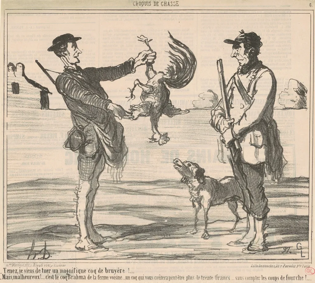 Tenez, je viens de tuer un magnifique ..., by Honoré Daumier, ink, 1859