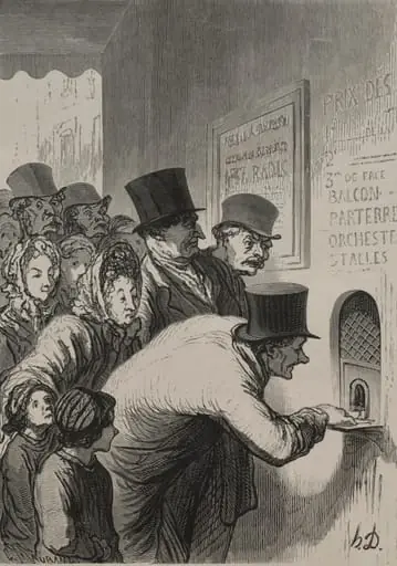 The Box Office at the Theater, by Honoré Daumier