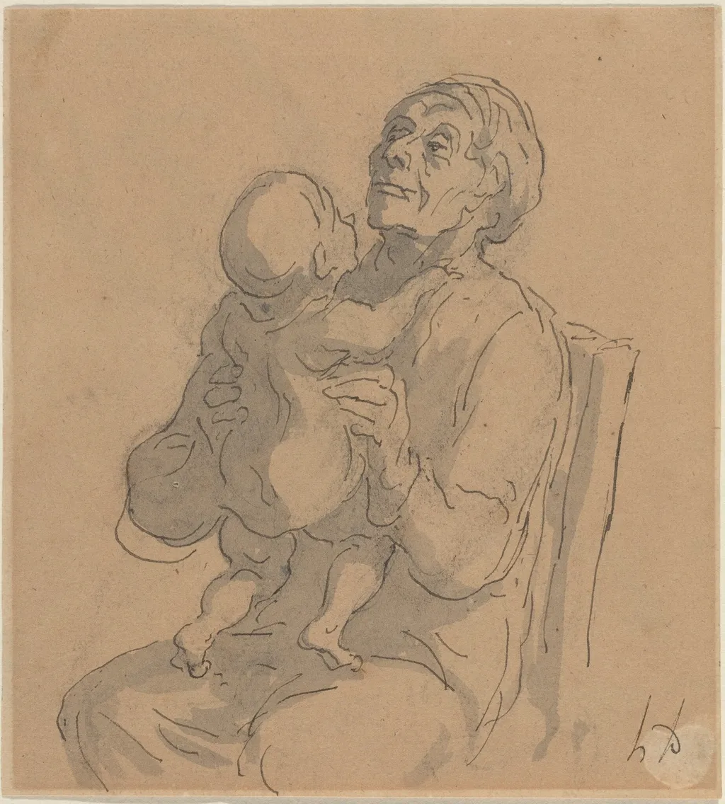 The Grandmother, by Honoré Daumier, ink, 1844
