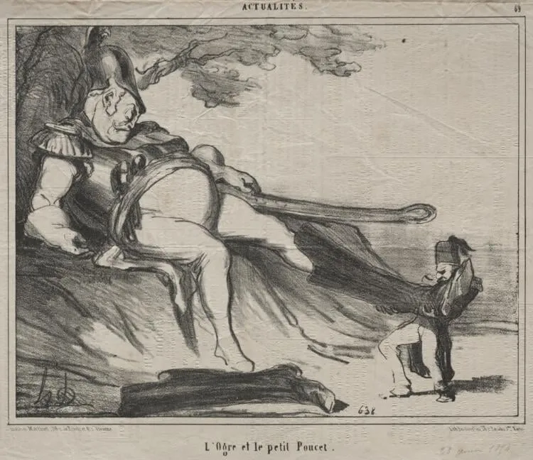 The ogre and his little Tom Thumb, by Honoré Daumier, 1854
