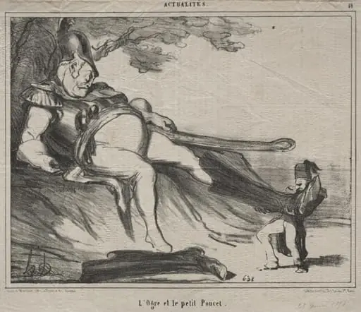 The ogre and his little Tom Thumb, by Honoré Daumier