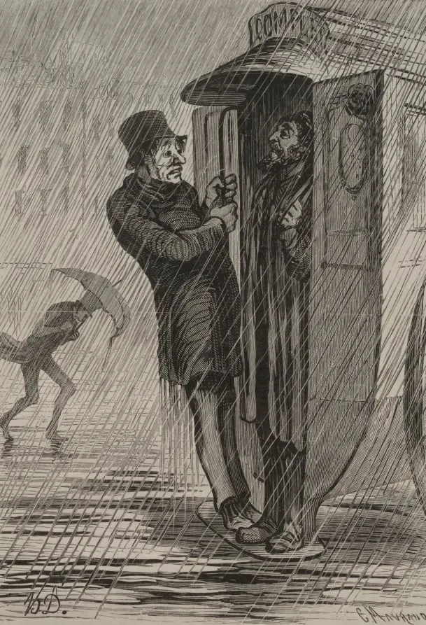 The Omnibus: Full!, by Honoré Daumier, 1862