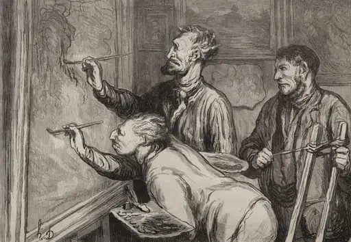 The Paintings Exhibition of 1868: Giving it the last touch, by Honoré Daumier