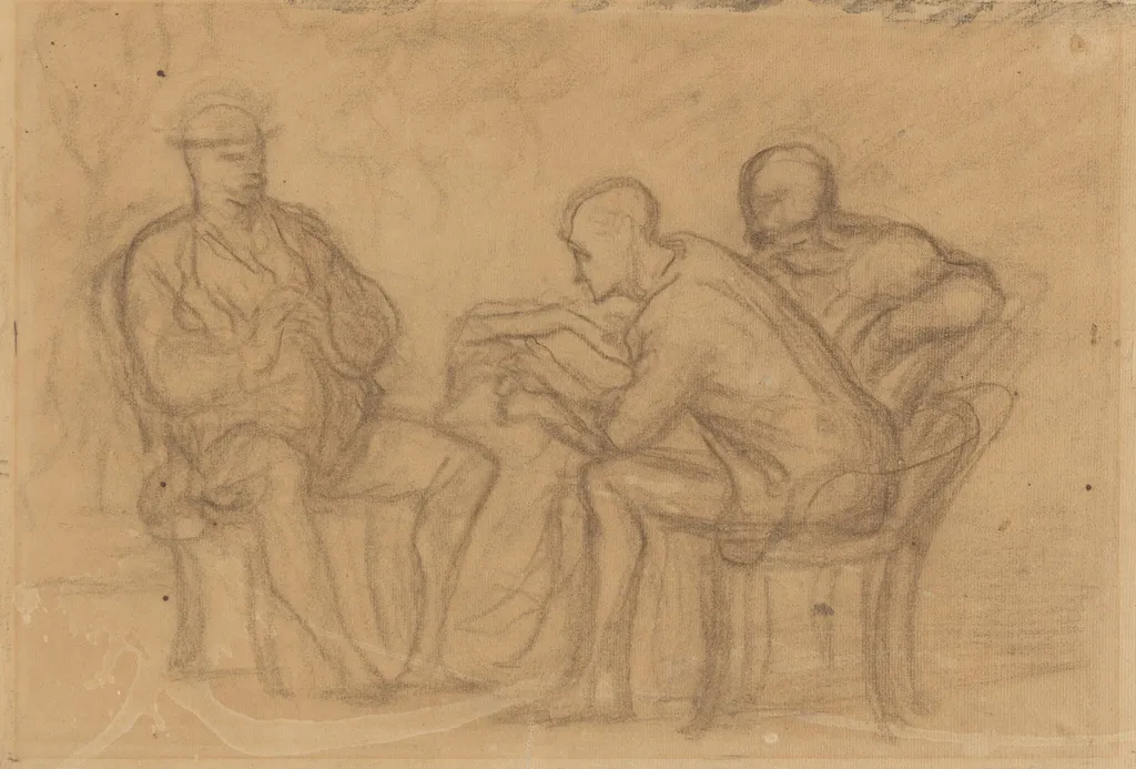 The Reading, by Honoré Daumier, charcoal, 1844