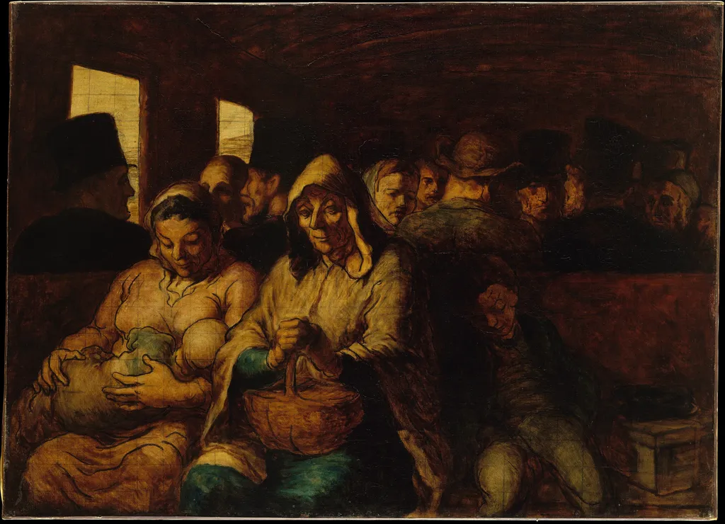 The Third-Class Carriage, by Honoré Daumier, oil, 1862