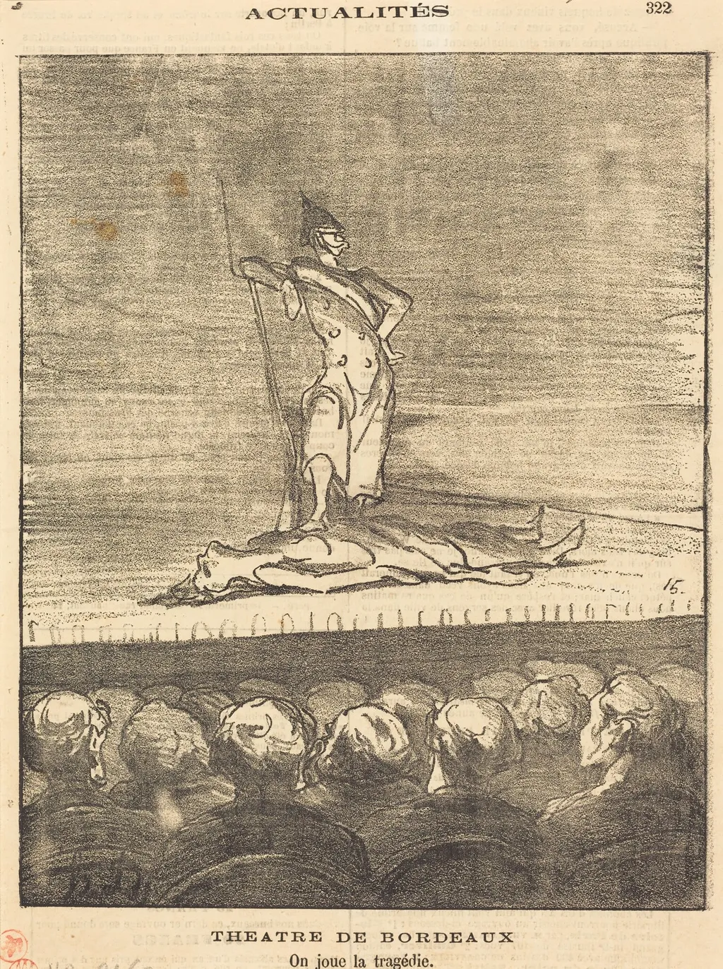 Théâtre de Bordeaux - on joue la tragédie, by Honoré Daumier, 1871