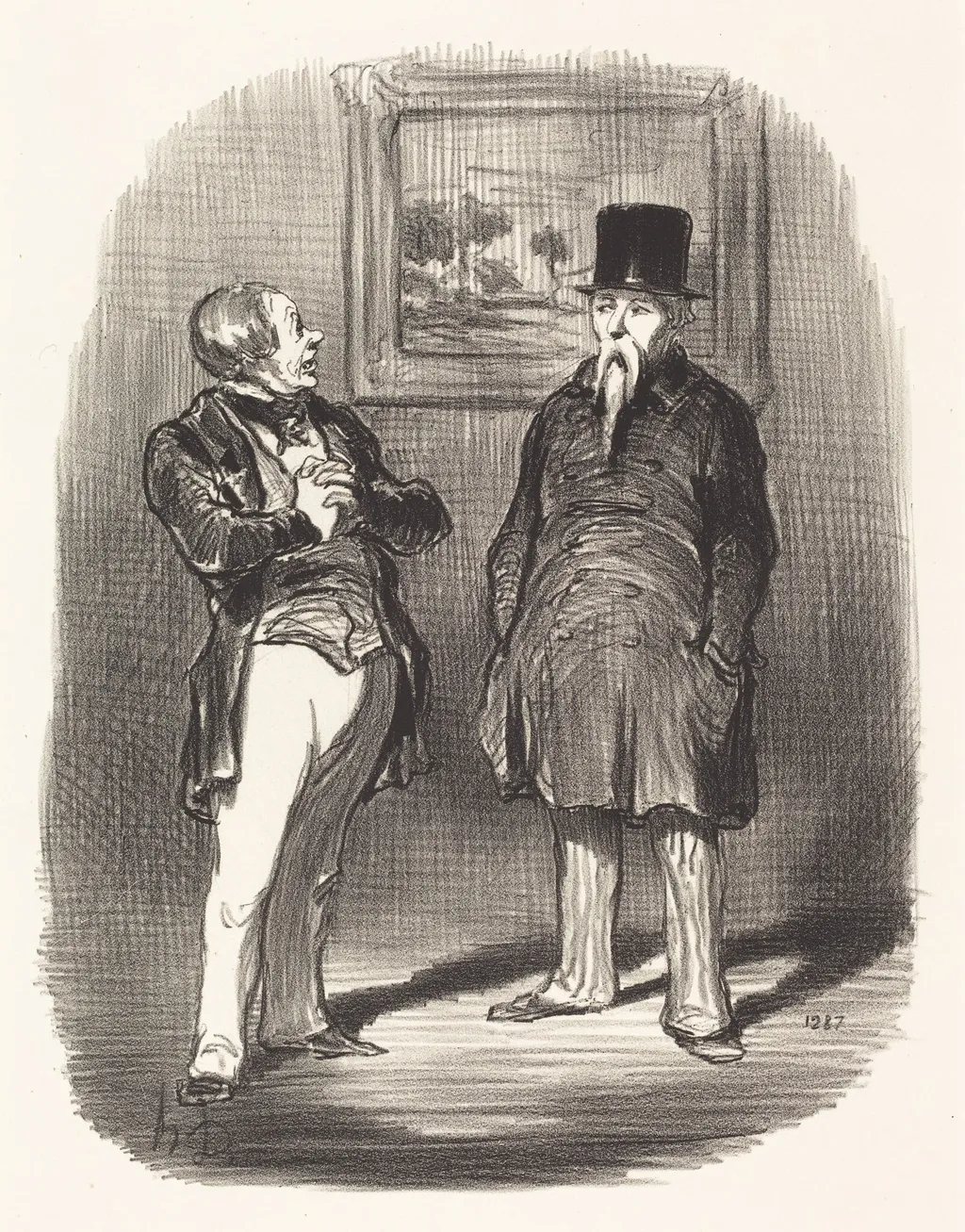 Tiens... je ne te reconnaissais pas..., by Honoré Daumier, ink, 1848