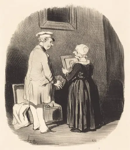 Tiens, ma femme, v'la mon portrait..., by Honoré Daumier