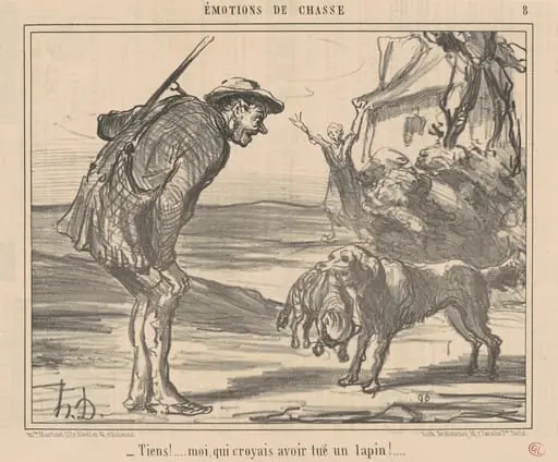 Tiens! Moi, croyais avoir tué un lapin! ..., by Honoré Daumier