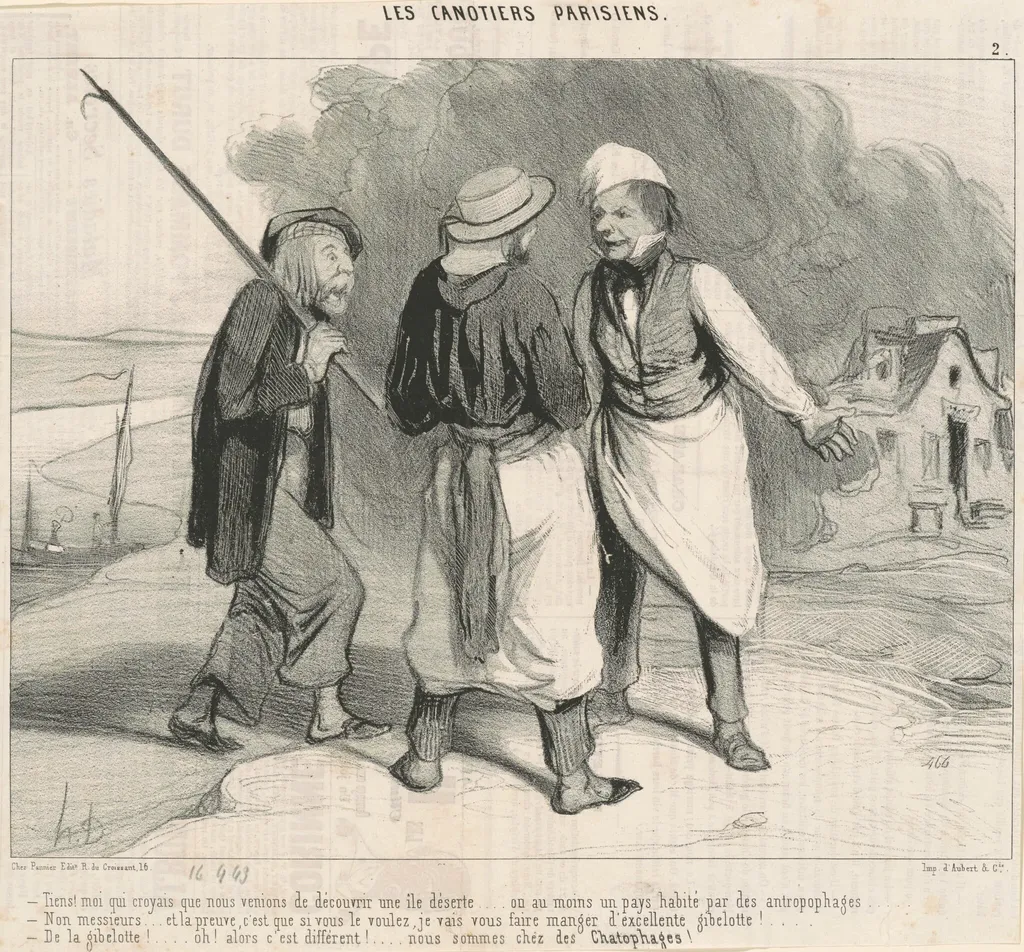 Tiens! Moi qui croyais que nous venions de découvrir ..., by Honoré Daumier, ink, 1843