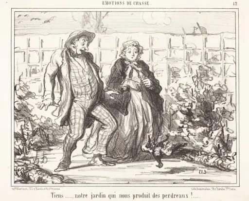 Tiens... notre jardin... produit des perdreaux!..., by Honoré Daumier