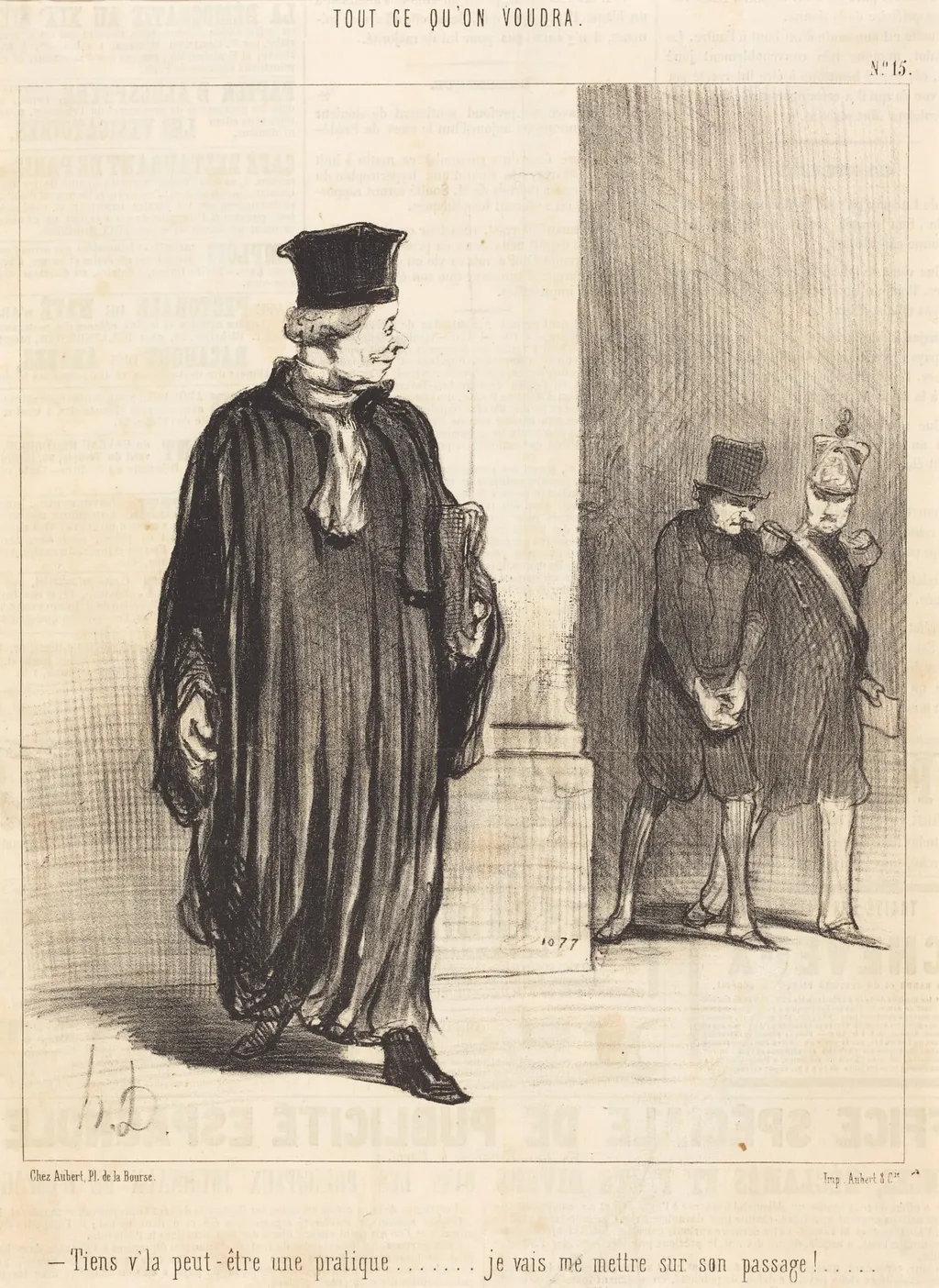 Tiens v'la peut-etre une pratique, by Honoré Daumier, ink, 1847