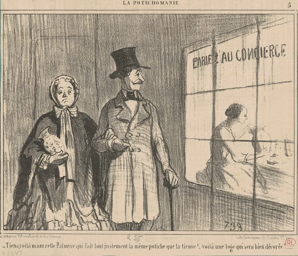 Tiens, voila mamzelle palmyre qui fait ..., by Honoré Daumier, ink, 1855