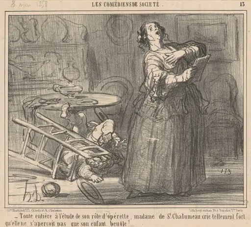 Toute entière a l'etude de son role ..., by Honoré Daumier