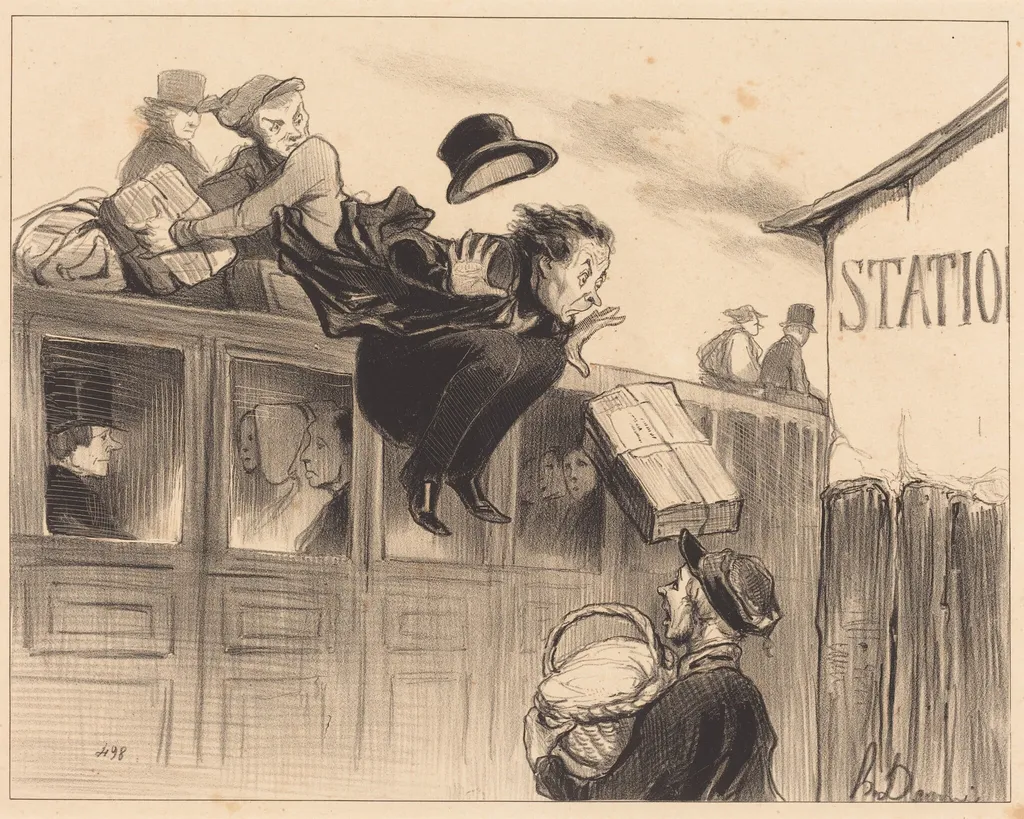 Trente secondes de station, by Honoré Daumier, ink, 1843