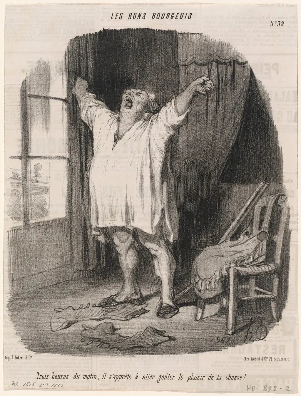 Trois heures du matin..., by Honoré Daumier, ink, 1847