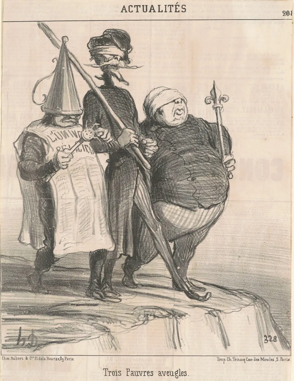 Trois Pauvres aveugles, by Honoré Daumier, ink, 1851