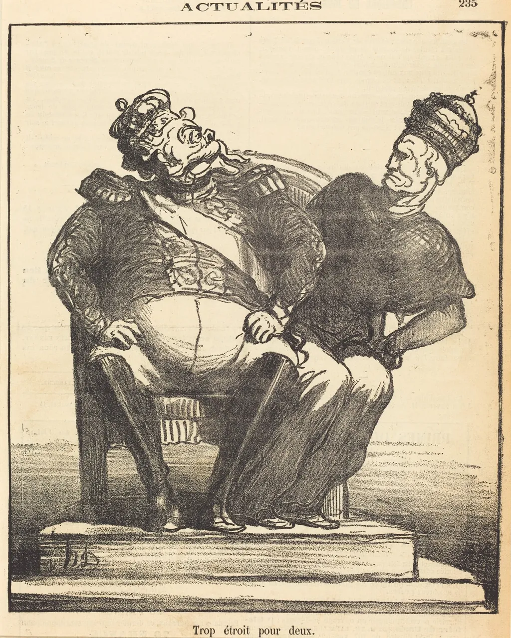 Trop étroit pour deux, by Honoré Daumier, 1870