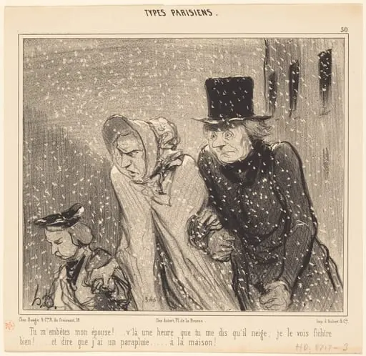 Tu m'embêtes, mon épouse!... v'la une heure..., by Honoré Daumier