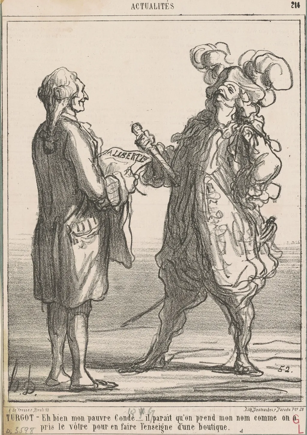 Turgot -- Eh bien mon pauvre condé ..., by Honoré Daumier, ink, 1867