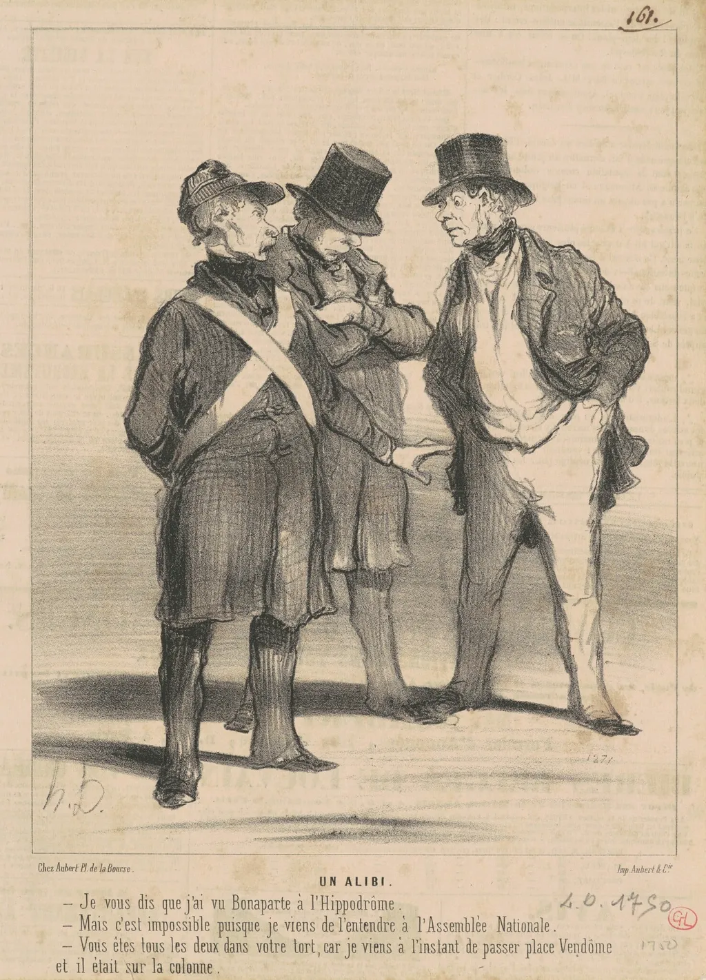 Un alibi, by Honoré Daumier, ink, 1848