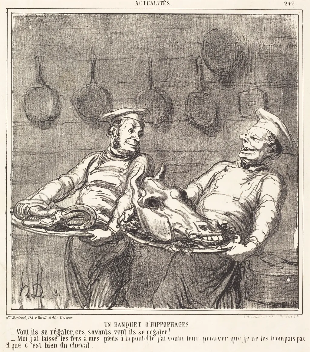 Un Banquet d'hippophages, by Honoré Daumier, ink, 1865