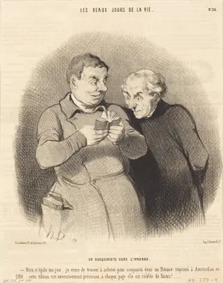 Un Bouquiniste dans l'ivresse, by Honoré Daumier, 1844