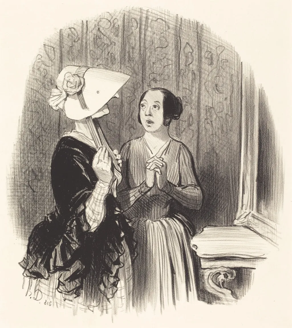 Un Chapeau Pamèla, by Honoré Daumier, ink, 1845