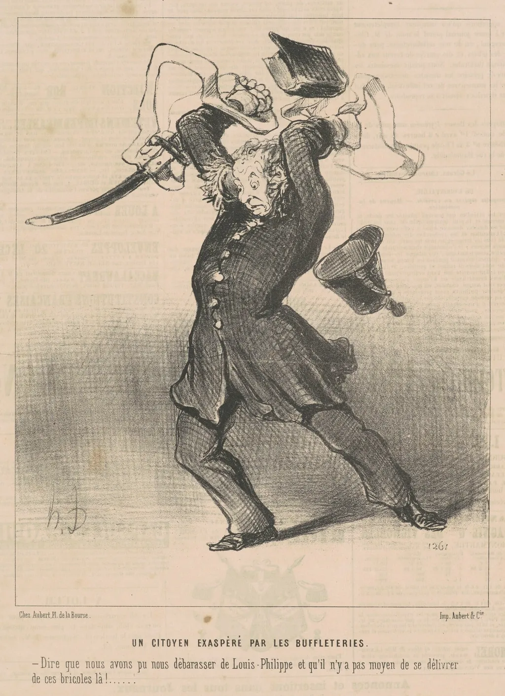 Un citoyen exaspéré par les buffleteries, by Honoré Daumier, ink, 1848