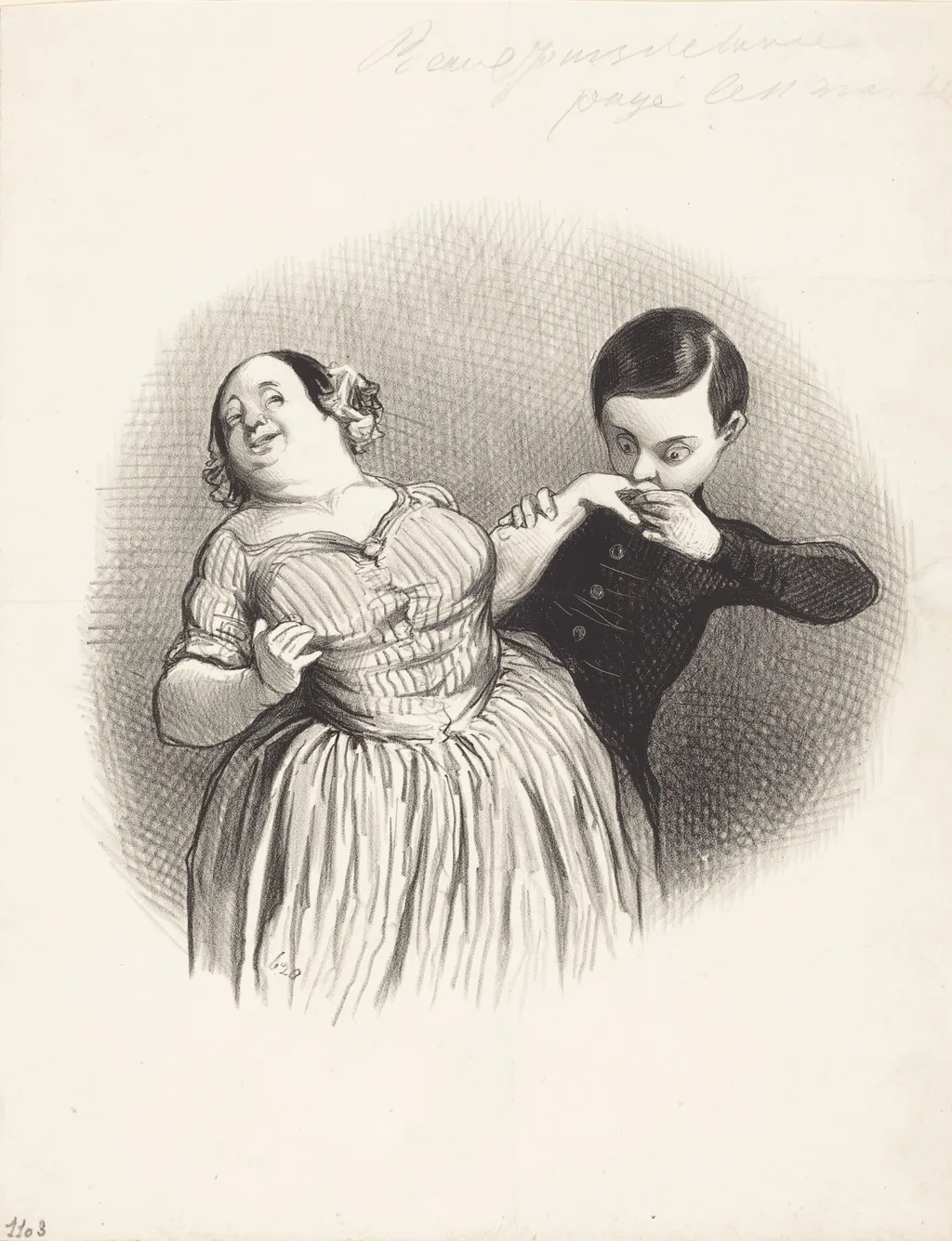 Un Début galant, by Honoré Daumier, ink, 1844