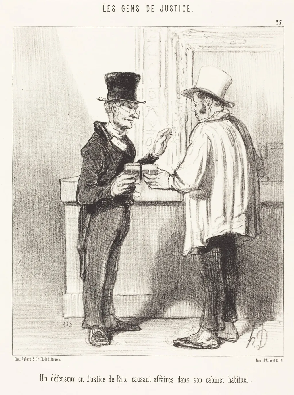 Un Défenseur... causant... dans son cabinet habituel, by Honoré Daumier, ink, 1846