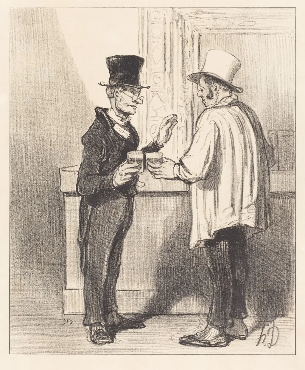 Un Défenseur... causant... dans son cabinet habituel, by Honoré Daumier, ink, 1846