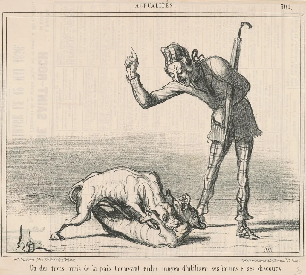 Un des trois amis de la paix ..., by Honoré Daumier, ink, 1856