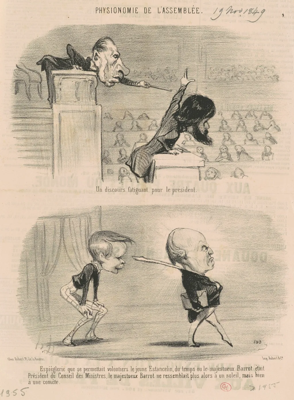Un discours fatiguant pour le président, by Honoré Daumier, ink, 1849