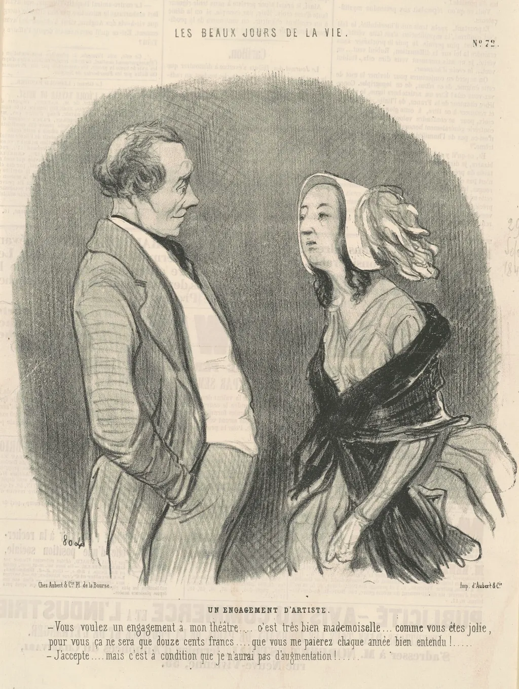 Un engagement d'artiste, by Honoré Daumier, ink, 1845
