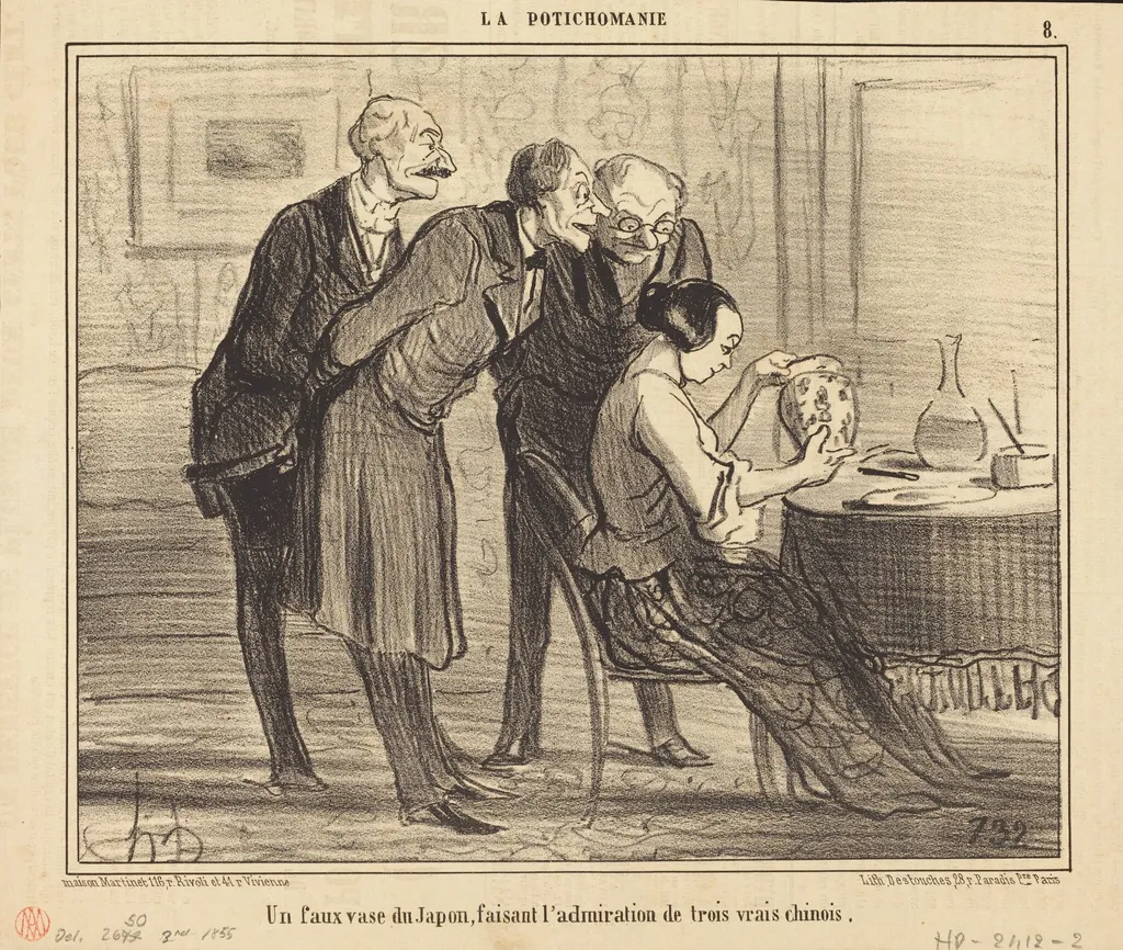 Un Faux vase du Japon faisant..., by Honoré Daumier, ink, 1855
