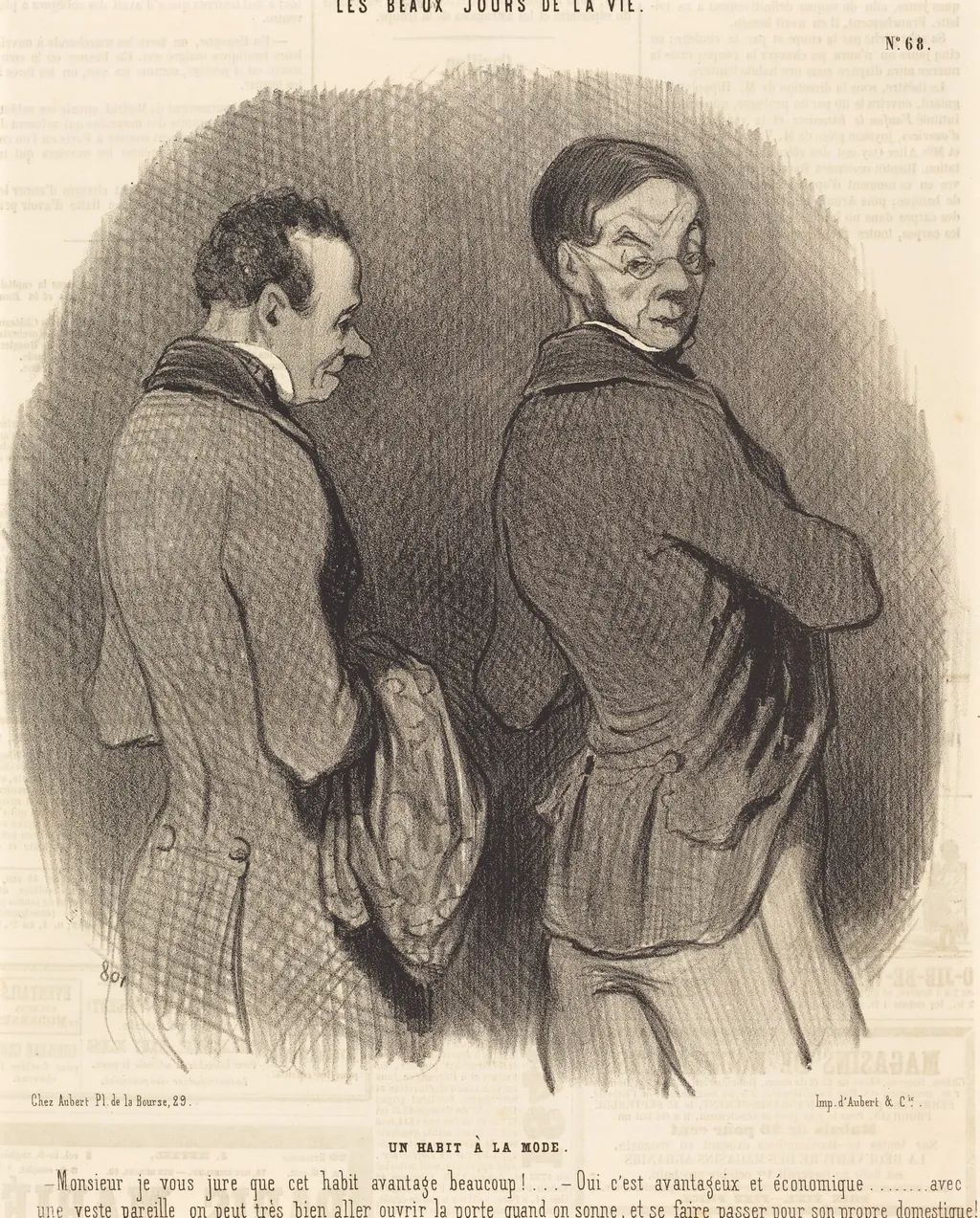 Un Habit a la mode, by Honoré Daumier, ink, 1845