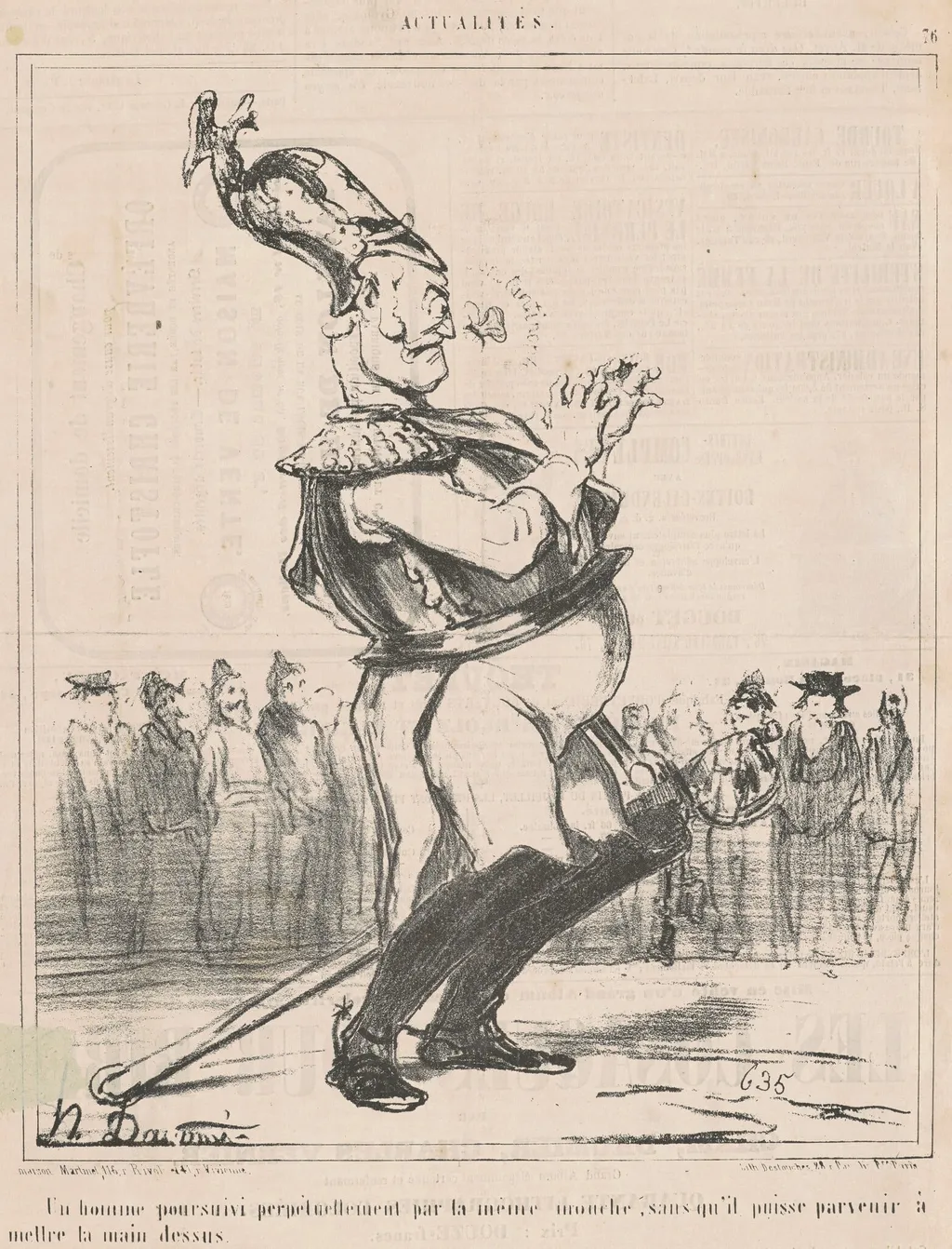 Un homme poursuivi ..., by Honoré Daumier, ink, 1854