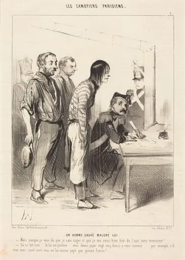 Un Homme sauvé malgré lui, by Honoré Daumier
