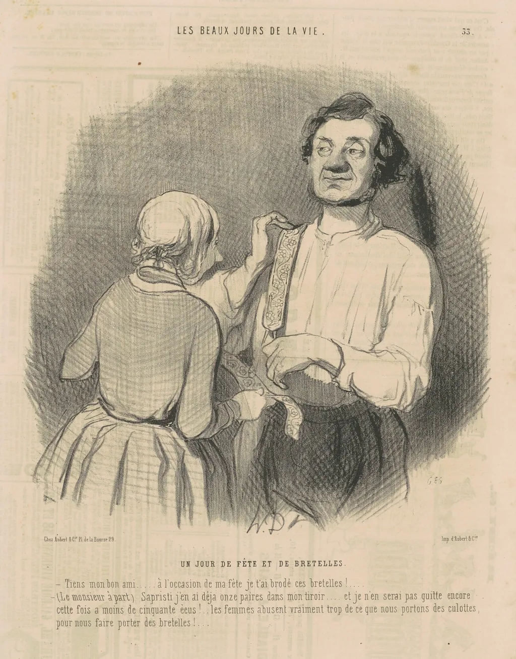 Un jour de fête et de bretelles, by Honoré Daumier, ink, 1844