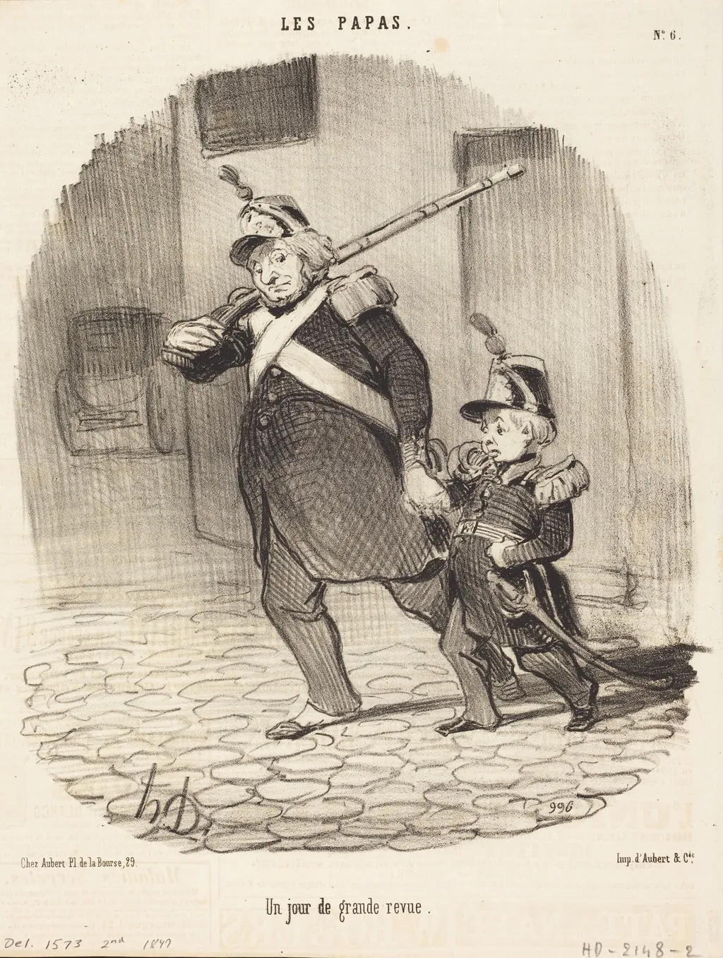 Un Jour de grande revue, by Honoré Daumier, ink, 1847