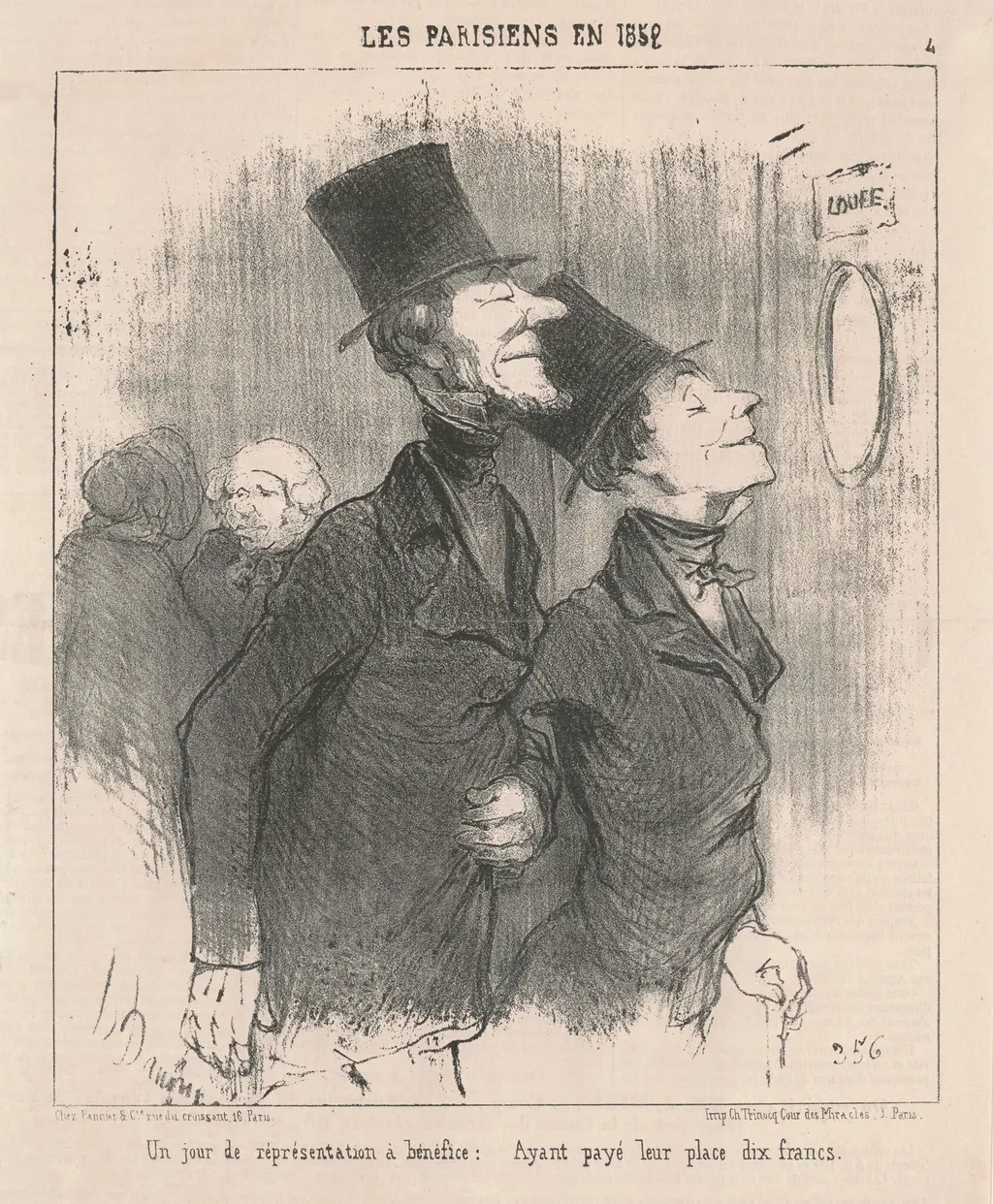 Un jour de représentation a benéfice, by Honoré Daumier, ink, 1852