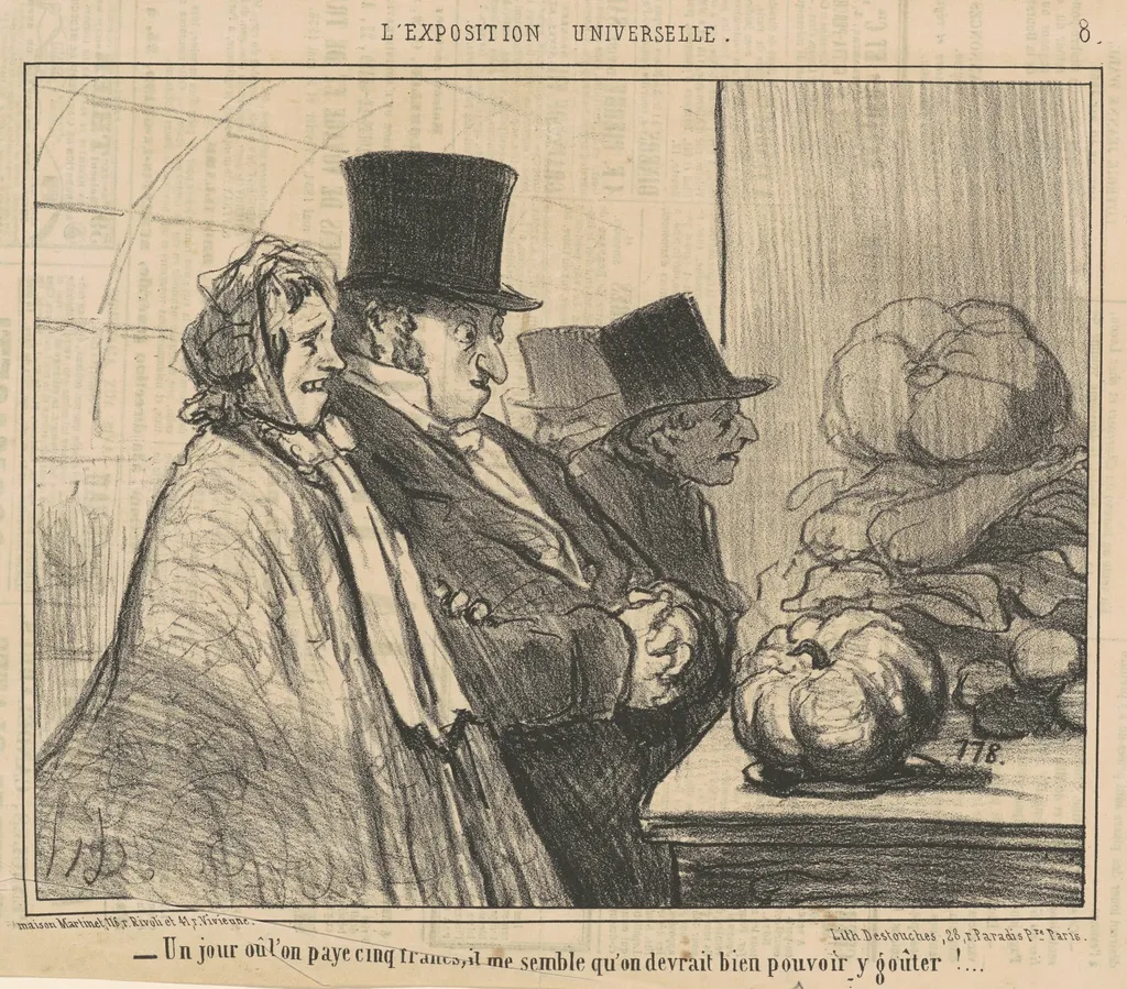 Un jour ou l'on paye cinq francs, by Honoré Daumier, ink, 1855